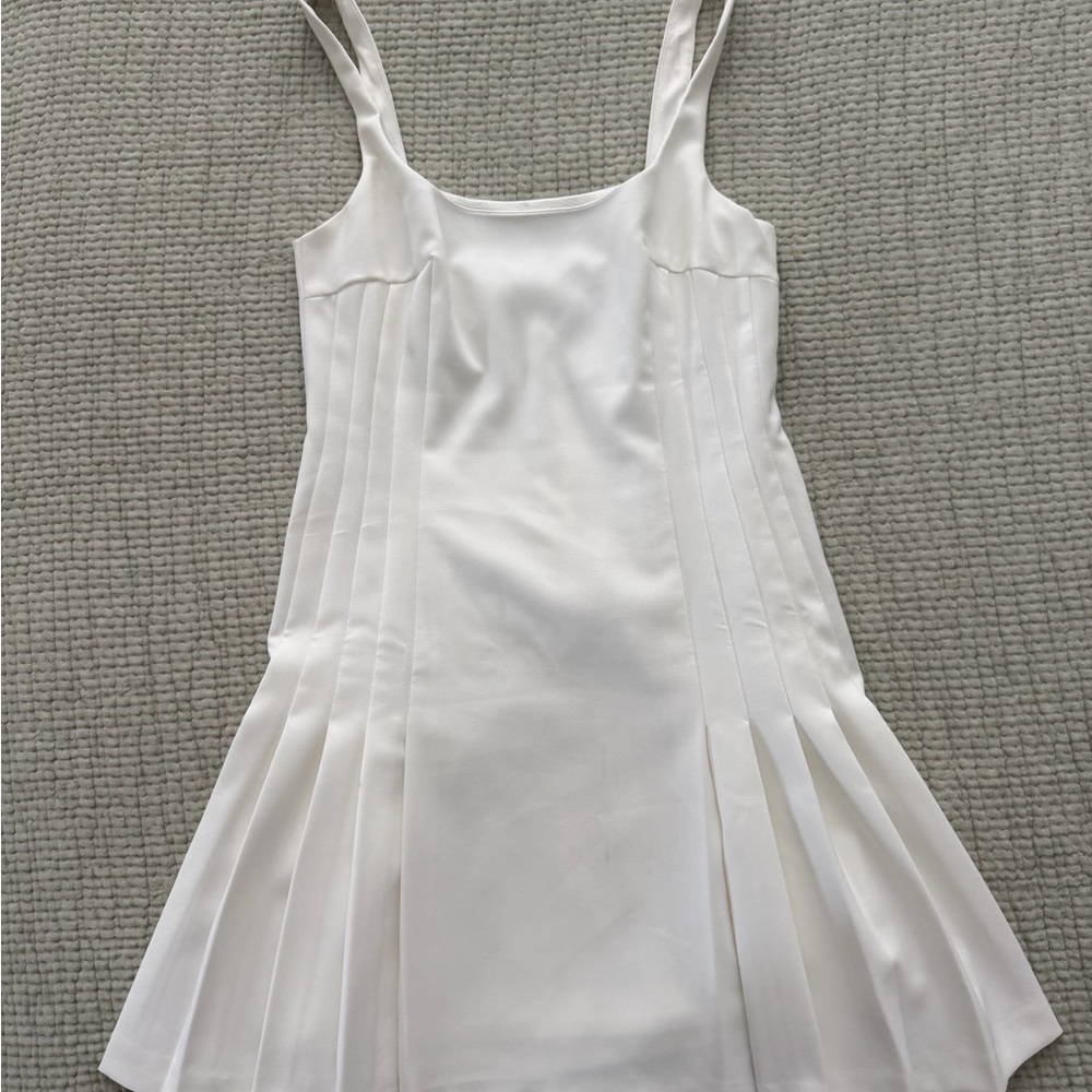 Zara White Pleated Sleeveless Dress NWOT